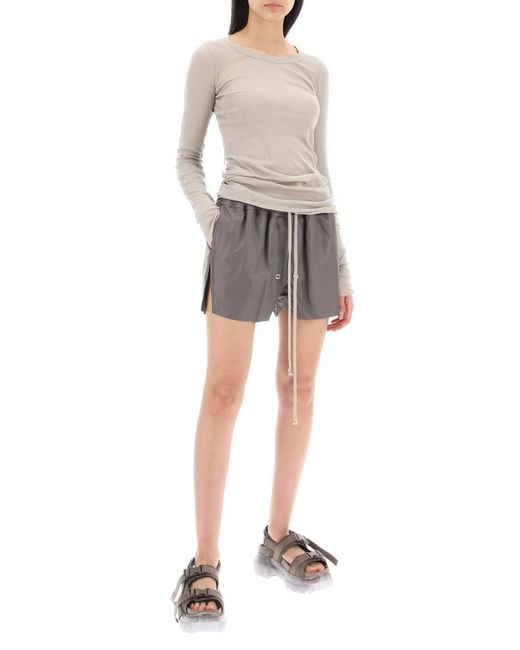 Shorts Gabe In Pelle di Rick Owens in Gray