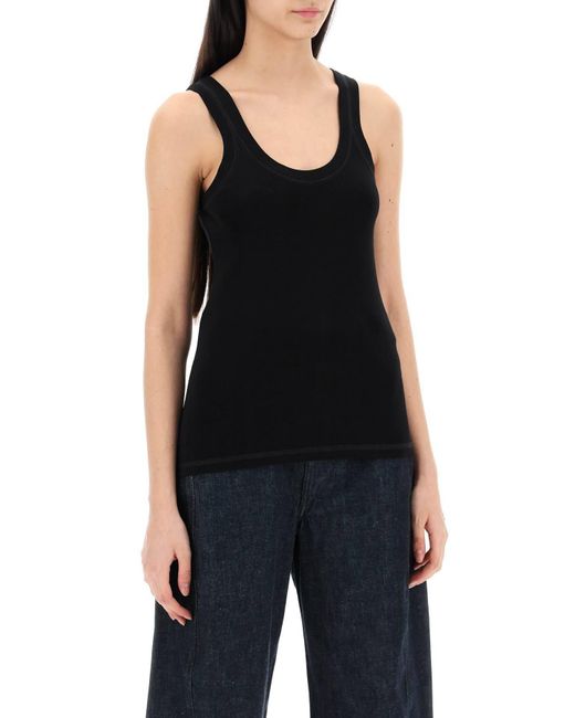 Lemaire Black Ribbed Sleeveless Top With