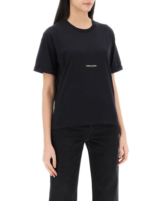 T-Shirt Stampa Logo di Saint Laurent in Black