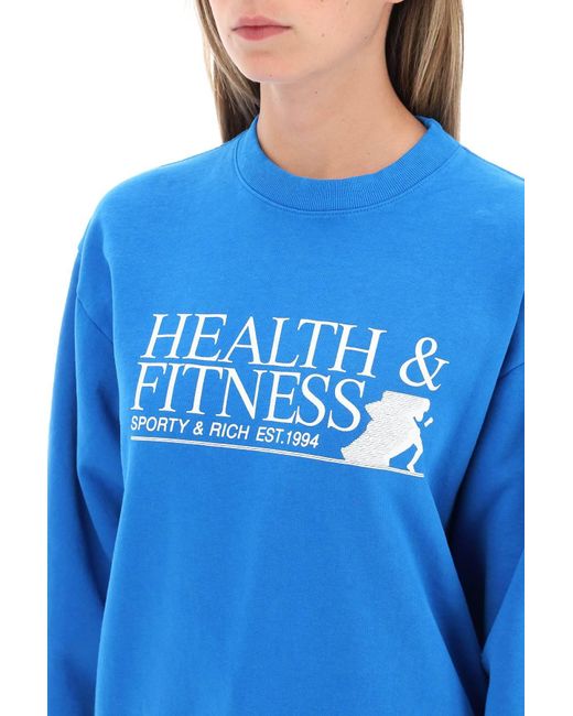 Sporty & Rich Blue Fitness Motion Crew Neck Sweatshirt