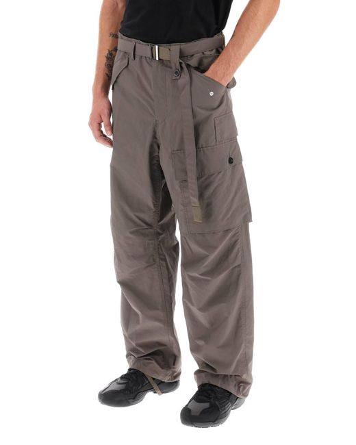 Sacai Gray Cargo Pants In Taffeta for men