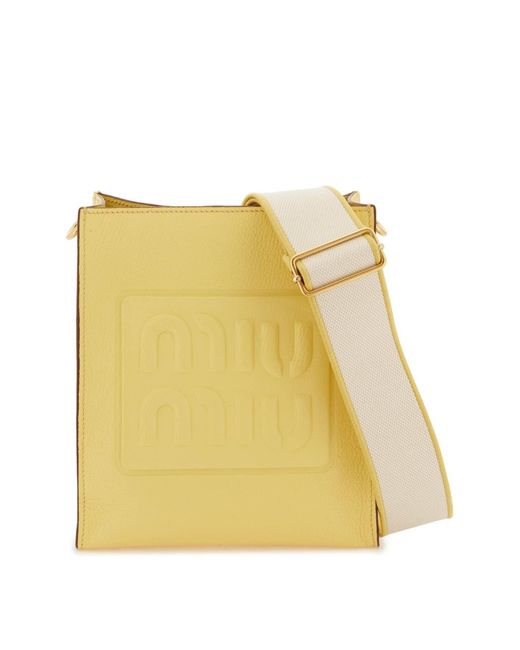 Miu Miu Yellow Madras Leather Crossbody Bag