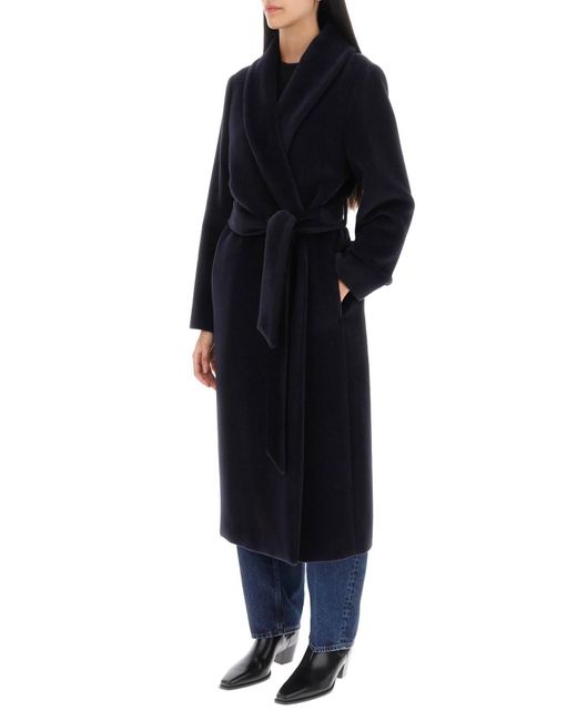 Max Mara Studio Black Alpaca And Wool Robe Coat