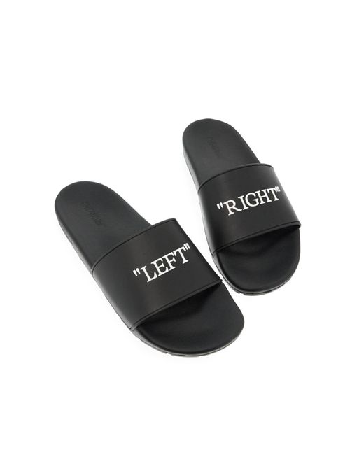 Off White c o Virgil Abloh Rubber Slides For Left And Right in Black for Men Lyst UK