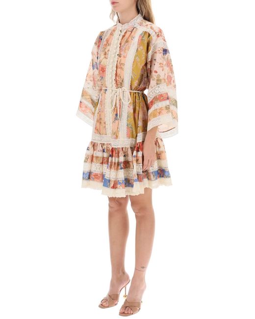 Zimmermann Multicolor August Lace Trimmed Cotton Mini Dress