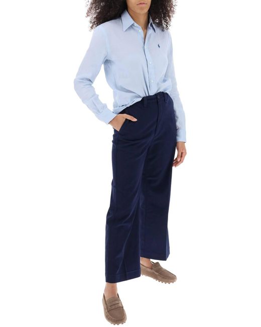 Pantaloni A Gamba Ampia In Chino di Polo Ralph Lauren in Blue