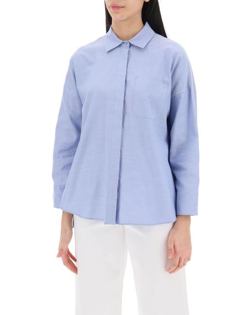 Max Mara Blue Cotton Oxford Shirt