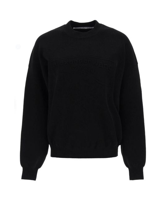 Alexander Wang Black Crew-Neck Sweater With Embossed Logo