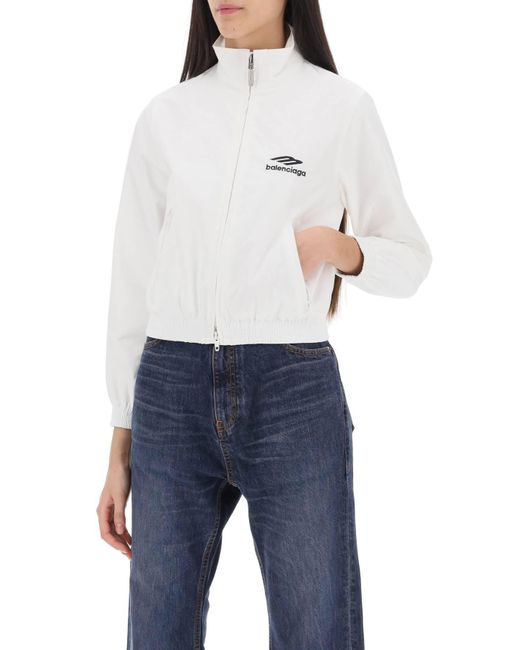 Balenciaga White 3B Sports Icon Cropped Jacket