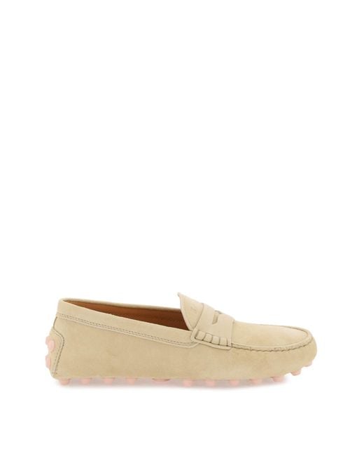 Tod's Natural Gommino Bubble Leather Loafers