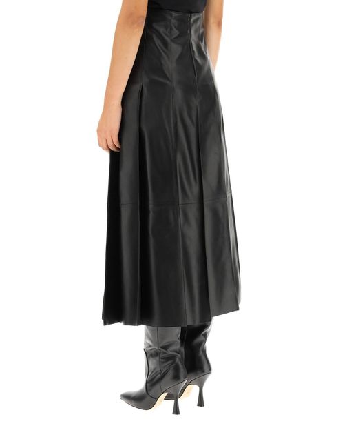 Sportmax Donnola Pleated Leather Skirt 40 Leather in Black | Lyst UK