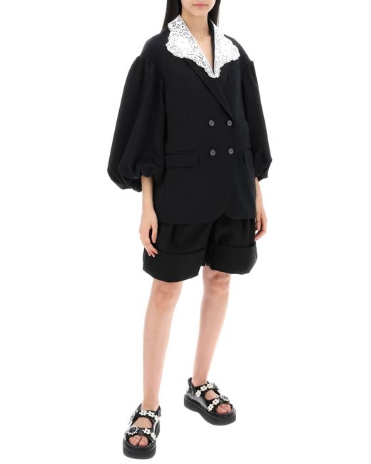 Simone Rocha Black "Oversized Blazer With Lace