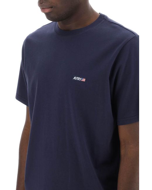 Autry Blue T Shirt With Logo Label for men