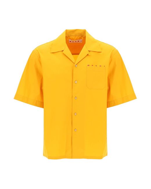 Marni Yellow Short-Sleeved Organic Cotton Shirt for men