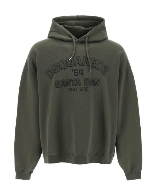 DSquared² Green Hoodie With Logo Print for men