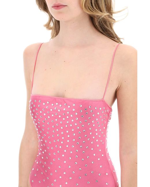 Oseree Pink Oséree One-piece Swimsuit With Crystals