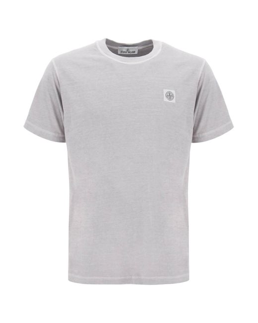T-Shirt Girocollo Con Patch Logo di Stone Island in Gray da Uomo