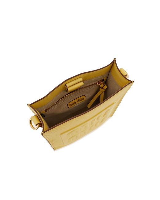 Miu Miu Yellow Madras Leather Crossbody Bag