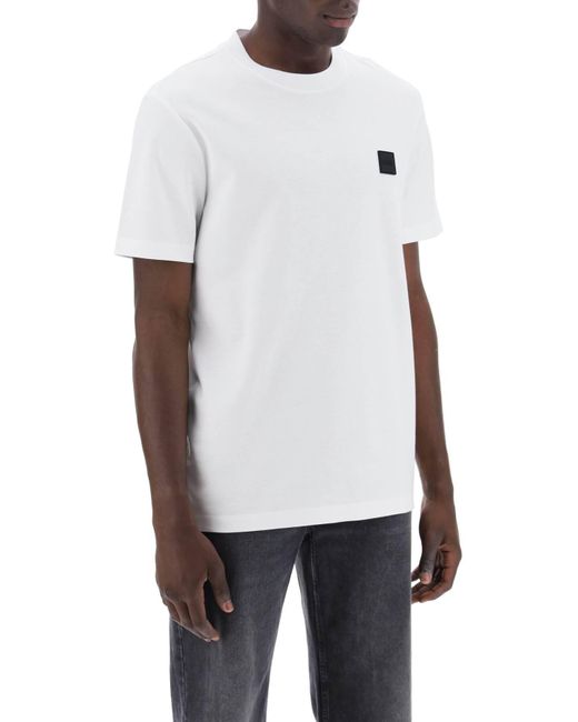 T-Shirt Regular Fit Con Patch di Boss in White da Uomo