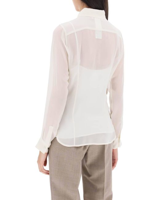 Max Mara White 'Manche' Silk Georgette Shirt
