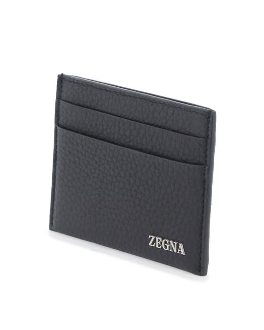 Zegna Gray Leather Cardholder for men