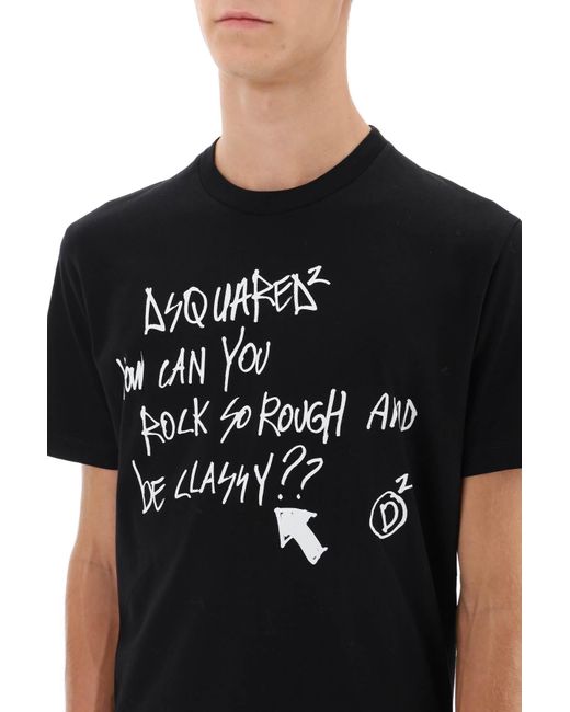 DSquared² Black Cool Fit Printed Tee for men