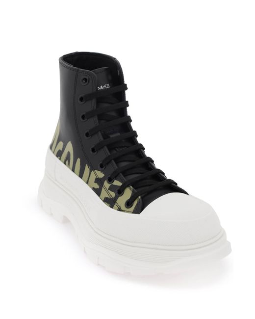 Alexander McQueen Black 'tread Slick Graffiti' Ankle Boots for men