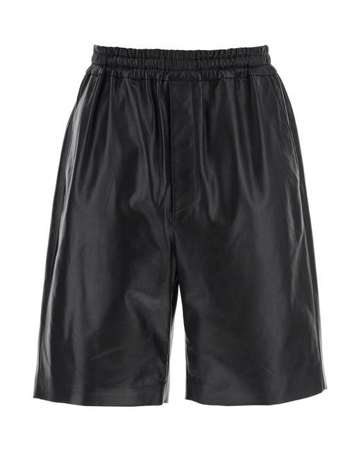 Jil Sander Black Leather Bermuda Shorts For for men
