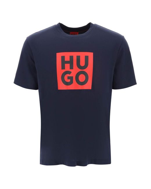 HUGO Blue Hugo Daltor Logo Print T-Shirt for men