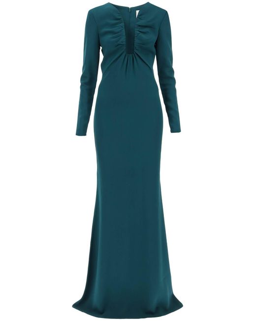 Roland Mouret Blue Maxi Dress With Plunging Neckline