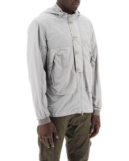 C P Company Gray "flatt Nylon Goggle Jacket for men