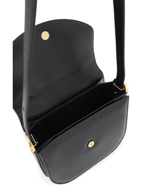 Jil Sander Black Padded Leather Coin Shoulder Bag With Adjustable Strap
