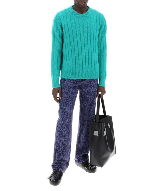 Marni Blue Brushed Mohair Pul for men