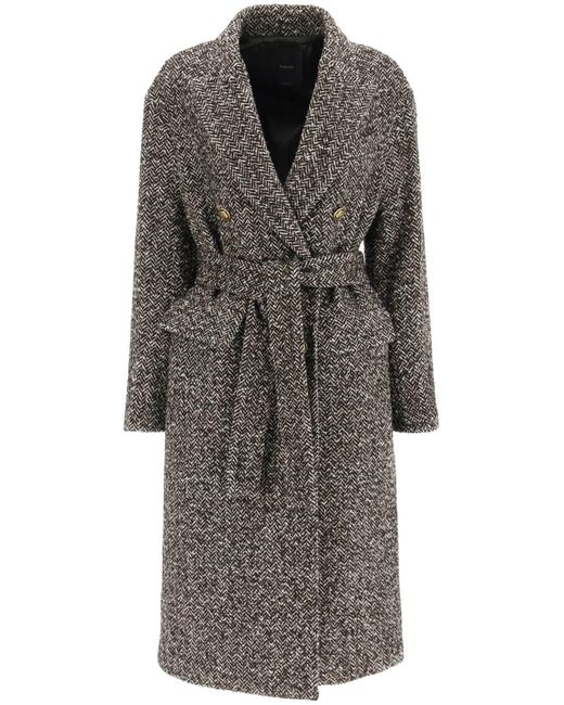 Pinko Gray 'camille' Double-breasted Long Coat