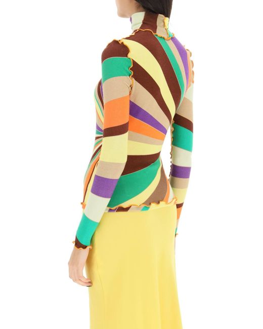 Siedres Multicolored Turtleneck Sweater With Gathered Stitching