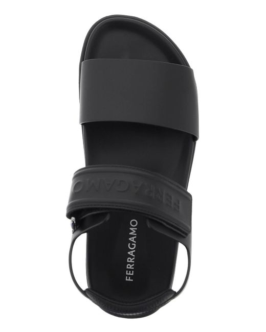 Ferragamo Black Double Strap Sandals With Stylish Design for men