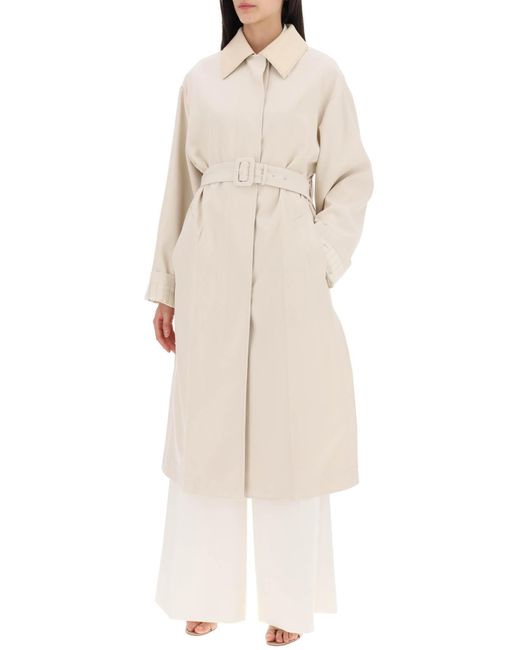 Fendi Natural Trench Coat With Removable Leather Collar