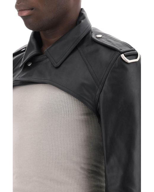 Rick Owens Black Biker Style Bolero Jacket for men