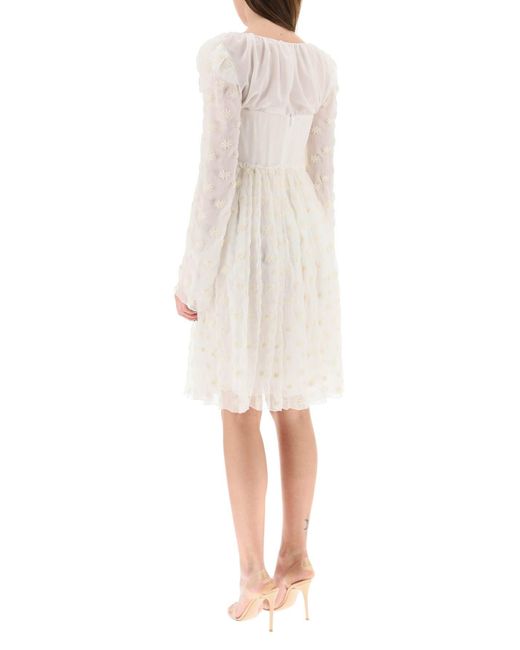 Chloé Natural Chloe' Silk Mulsin Dress With Star Embroideries