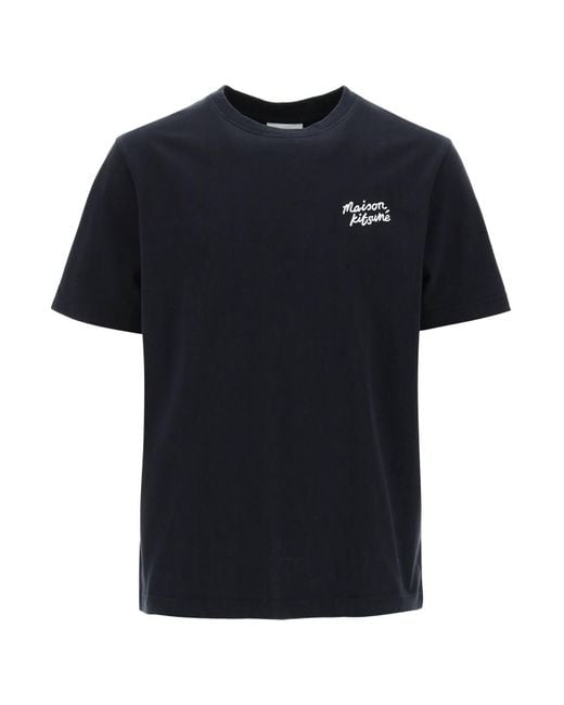 T Shirt Con Lettering Logo di Maison Kitsuné in Black da Uomo