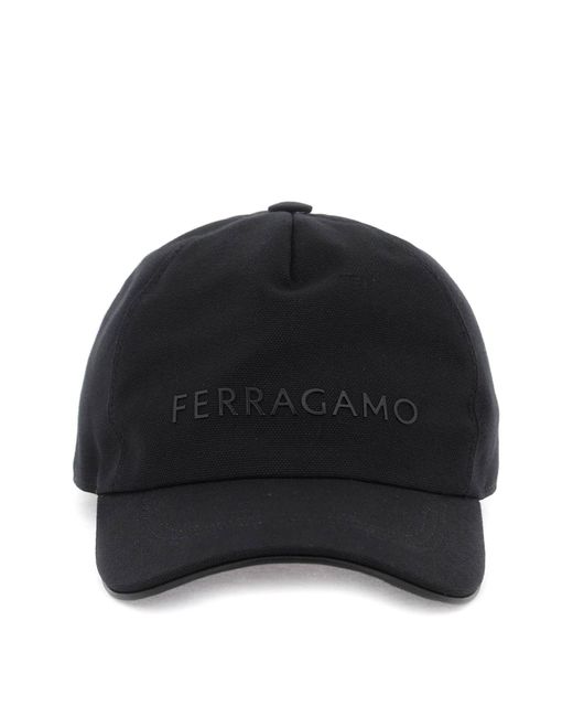 Ferragamo Black Ferragamo Logo Baseball Cap for men