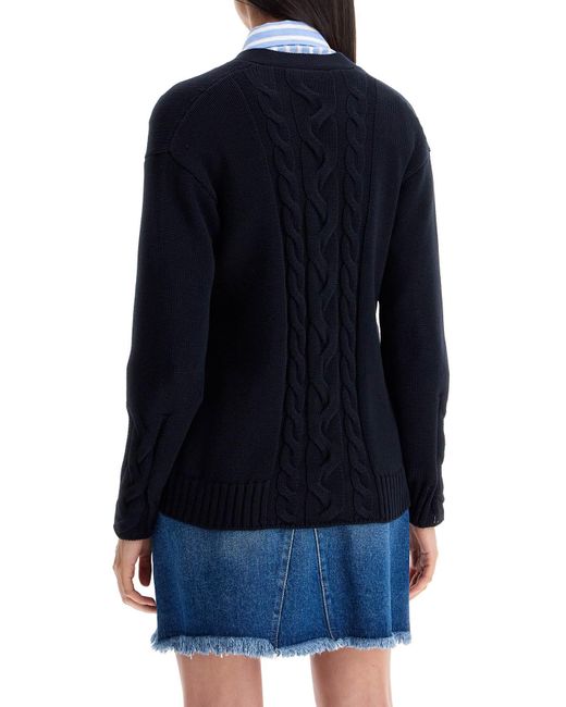 Max Mara Blue Cotton Knit Cardigan Sweater