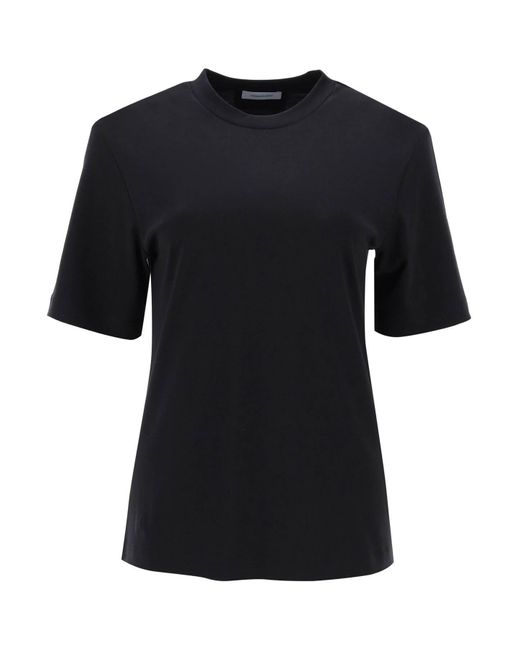 Ferragamo Black Cotton And Silk Blend T-Shirt