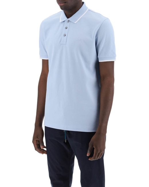 Boss Blue Polo Shirt With Contrasting Edges for men