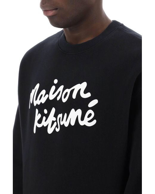 Maison Kitsuné Black Maison Kitsune Crewneck Sweatshirt With Logo for men