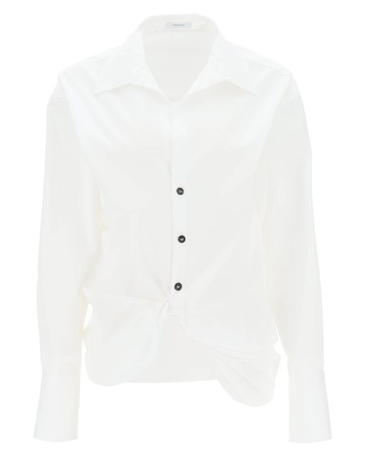 Ferragamo White Shirt With Draped Hem