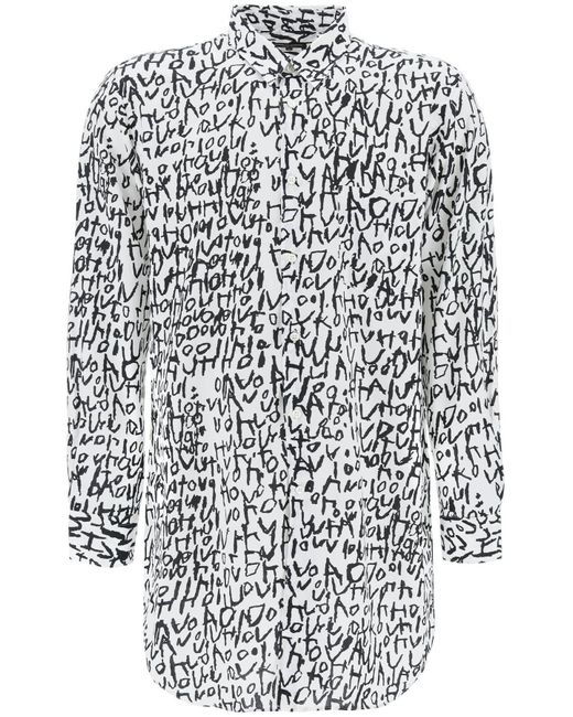 Maxi Camicia Con Motivo Grafico di Comme des Garçons in White da Uomo