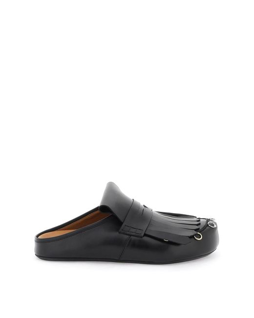 Marni Black Leather Clogs With Bangs And Piercings for men