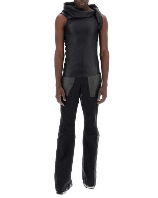 Rick Owens Black Asymmetric Leather Top With Unique for men
