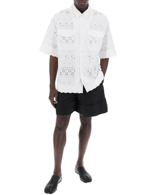Simone Rocha White "Scalloped Lace Shirt With Pearl for men